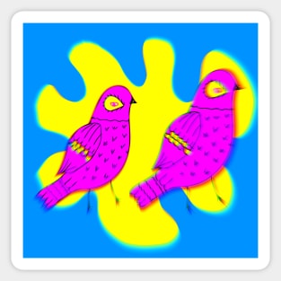 Neon Bird Glitch Art Sticker